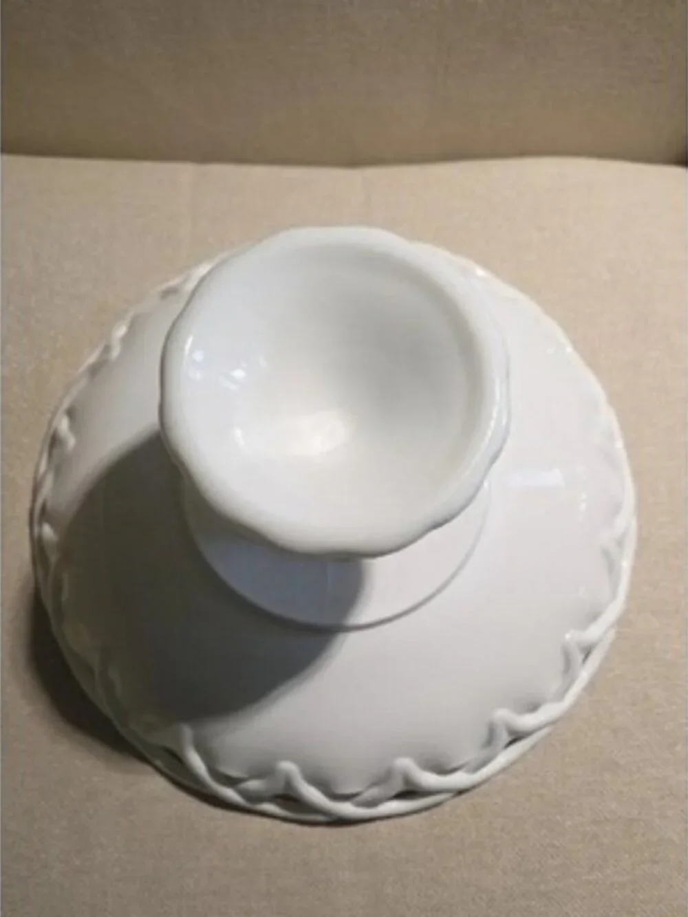 Vintage Pitman Dreitzer Milk Glass Old Colony Pedestal Bowl – Lacy Edge 1960s